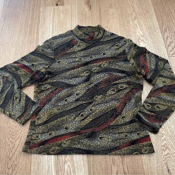 VINTAGE MOCK NECK LONG  SLEEVE TOP - Picture 4 of 9